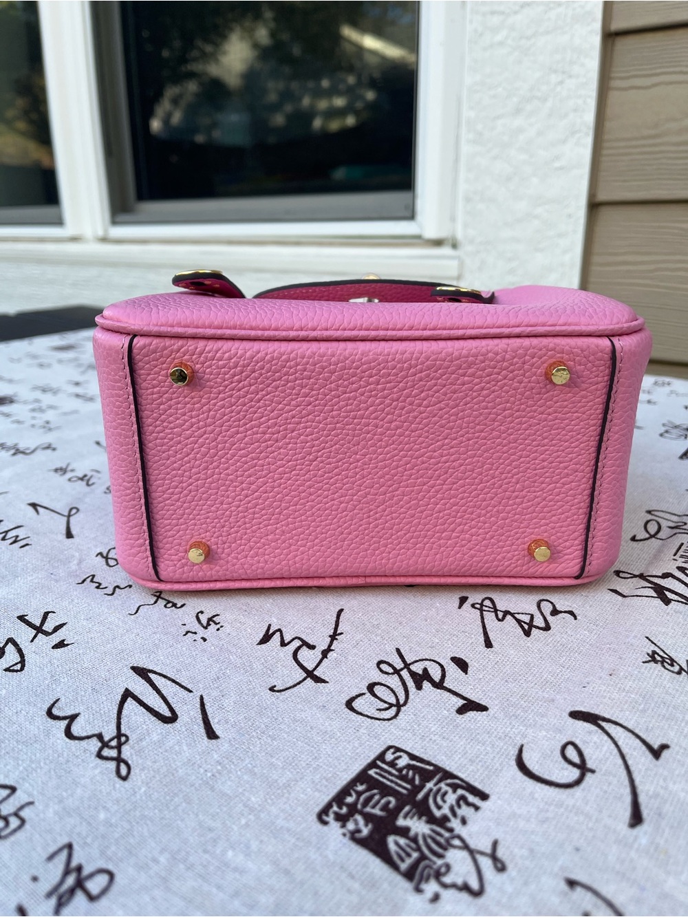 Handmade Pink Genuine Togo Leather Crossbody Handbag 19cm - New - Picture 4 of 12